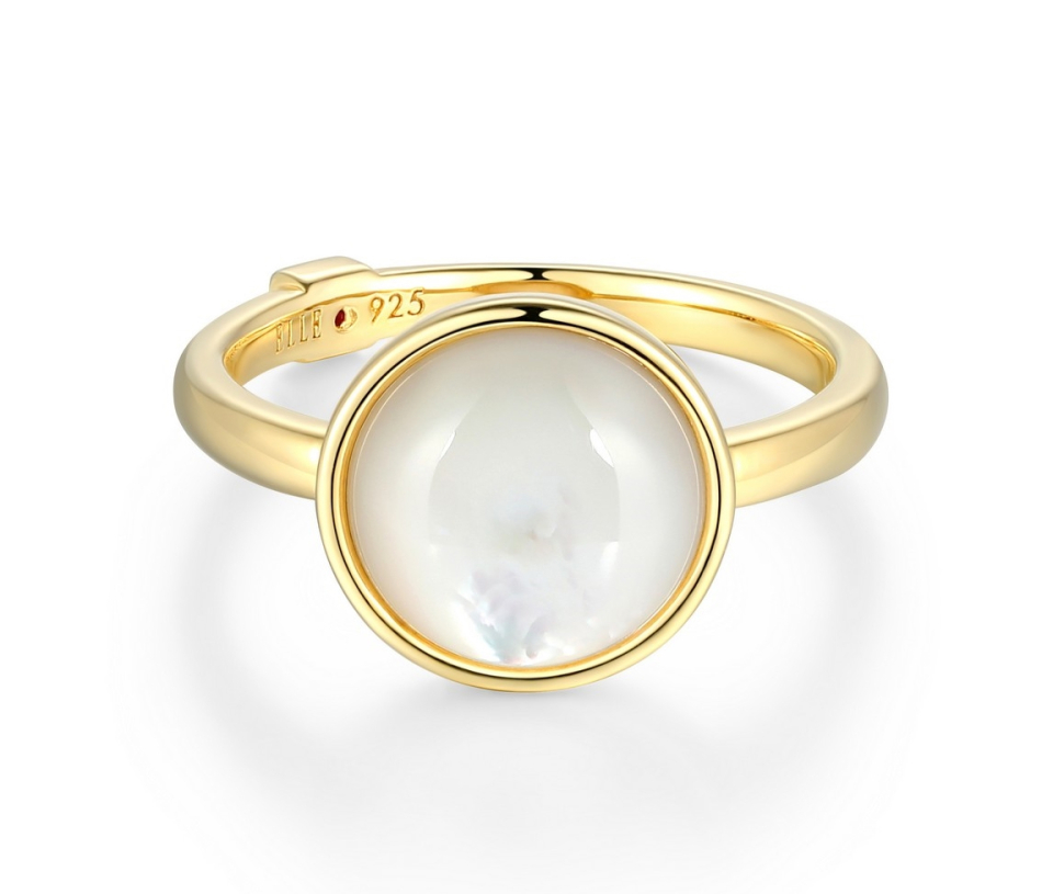 BAGUE EN ARGENT/PVD OR SERTIE DE NACRE DE PERLE BLANCHE - PJ 34LAKMA9AC - ELLE BAGUE EN ARGENT/PVD OR SERTIE DE NACRE DE PERLE BLANCHE - PJ 34LAKMA9AC - ELLE