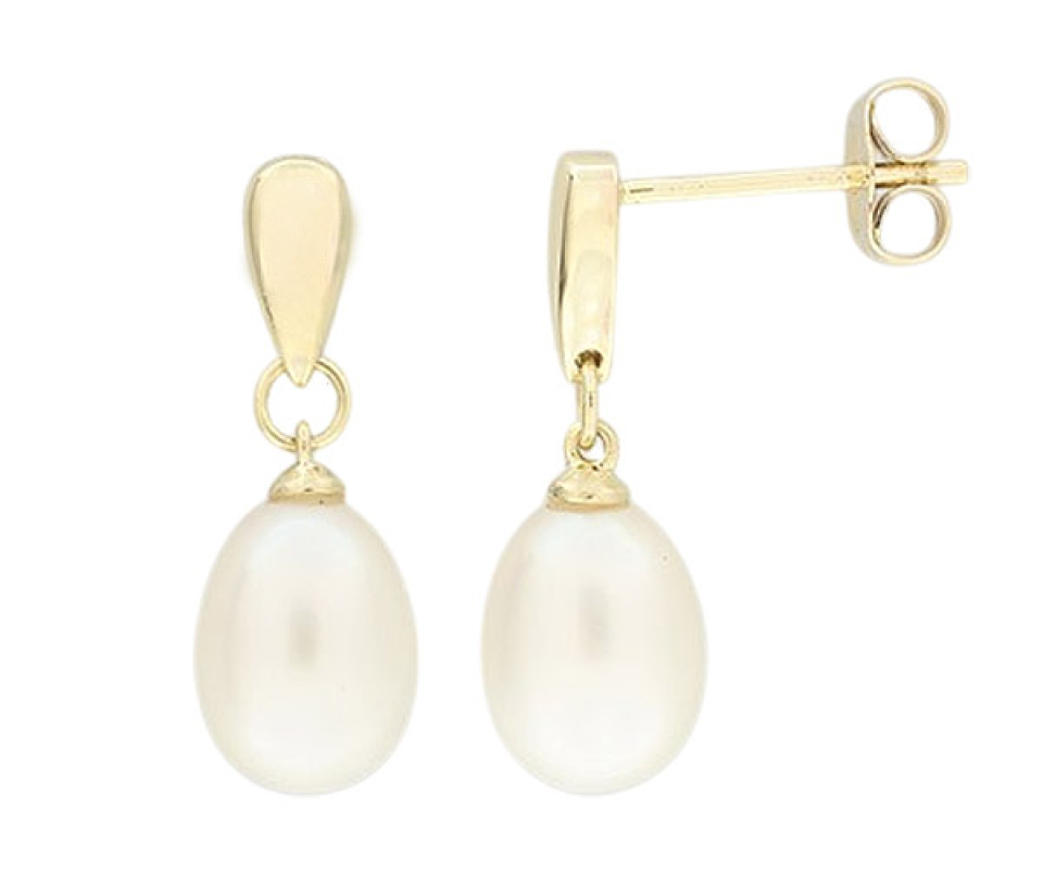 BOUCLES EN OR JAUNE SERTIES DE PERLES D'EAU DOUCE OBLONGS - DM FC2M6M - PERLE D'IMPORTATION BOUCLES EN OR JAUNE SERTIES DE PERLES D'EAU DOUCE OBLONGS - DM FC2M6M - PERLE D'IMPORTATION