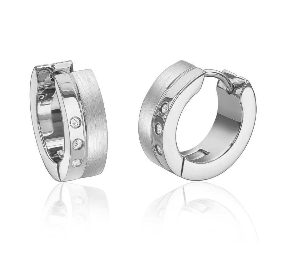 BOUCLES HUGGIES EN ACIER BROSSÉ SERTIES DE CUBIQUES ZIRCONIAS - IG SEA234 - ITALGEM BOUCLES HUGGIES EN ACIER BROSSÉ SERTIES DE CUBIQUES ZIRCONIAS - IG SEA234 - ITALGEM