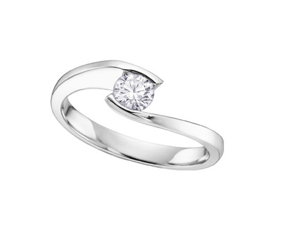 BAGUE EN OR 10K BLANC SERTIE D'UN DIAMANT - CR DX400W10 - BIJOUX CANADIEN BAGUE EN OR 10K BLANC SERTIE D'UN DIAMANT - CR DX400W10 - BIJOUX CANADIEN