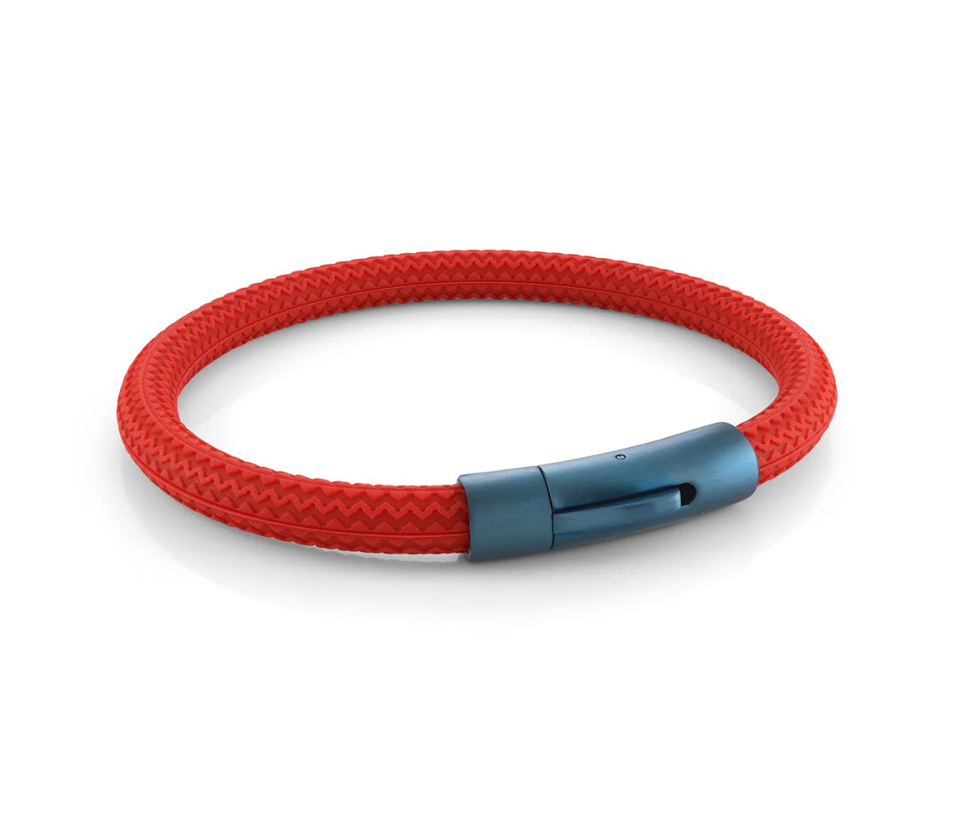BRACELET EN CAOUTCHOUC À MOTIF PNEU AVEC FERMOIR EN ACIER/PVD BLEU - IG SBR23 - ITALGEM BRACELET EN CAOUTCHOUC À MOTIF PNEU AVEC FERMOIR EN ACIER/PVD BLEU - IG SBR23 - ITALGEM
