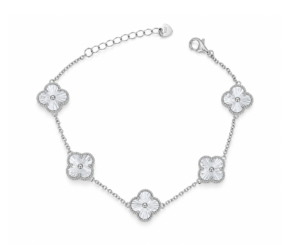 BRACELET TRÈFLES EN ARGENT RHODIÉ BRACELET TRÈFLES EN ARGENT RHODIÉ
