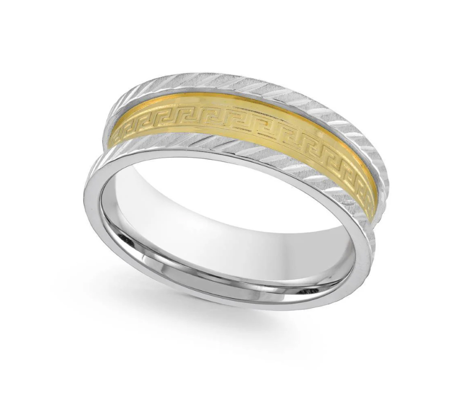 JONC ENACIER/PVD OR 2 TONS TAILLÉ DIAMANT À MOTIF VERSACE JONC ENACIER/PVD OR 2 TONS TAILLÉ DIAMANT À MOTIF VERSACE