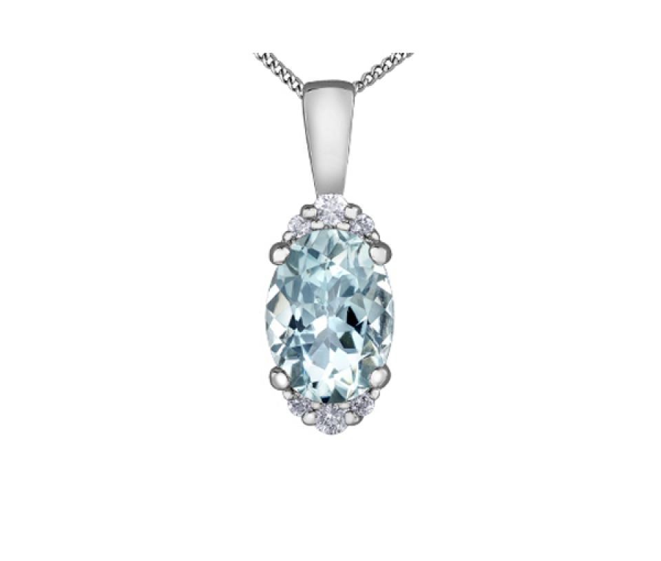 PENDENTIF EN OR BLANC SERTI D'UNE AIGUE-MARINE ET DE DIAMANTS - CR DD7957WAQ - BIJOUX CANADIEN PENDENTIF EN OR BLANC SERTI D'UNE AIGUE-MARINE ET DE DIAMANTS - CR DD7957WAQ - BIJOUX CANADIEN