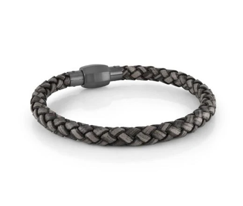 BRACELET EN ACIER/PVD GUNMETAL ET CUIR GRIS TRESSÉ - IG SLB612 - ITALGEM BRACELET EN ACIER/PVD GUNMETAL ET CUIR GRIS TRESSÉ - IG SLB612 - ITALGEM