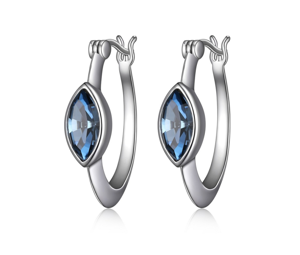 BOUCLES ANNEAUX EN ARGENT RHODIÉ SERTIES DE PIERRES DE SWAROVSKI - PJ R2LCDM950J - ELLE BOUCLES ANNEAUX EN ARGENT RHODIÉ SERTIES DE PIERRES DE SWAROVSKI - PJ R2LCDM950J - ELLE