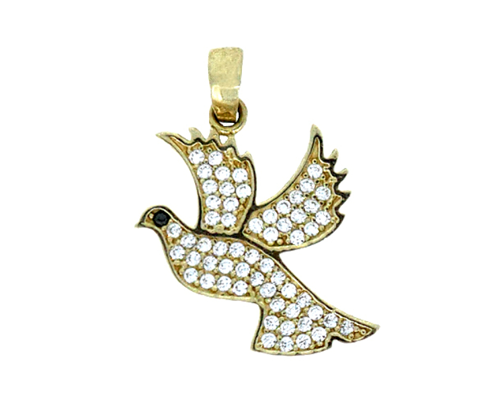 PENDENTIF COLOMBE EN OR SERTI DE CUBIQUES ZIRCONIAS PENDENTIF COLOMBE EN OR SERTI DE CUBIQUES ZIRCONIAS