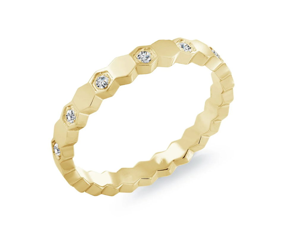 BAGUE EN ACIER/PVD OR MULTI HEXAGONES SERTIE DE CUBIQUES ZIRCONIAS - IG SWR23/5 - ITALGEM BAGUE EN ACIER/PVD OR MULTI HEXAGONES SERTIE DE CUBIQUES ZIRCONIAS - IG SWR23/5 - ITALGEM