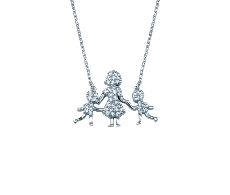 COLLIER FAMILLE (MAMAN ET SES 2 GARÇONS) EN ARGENT RHODIÉ SERTI DE CUBIQUES ZIRCONIAS - SP GMN00116 - BIJOUX D'IMPORTATION COLLIER FAMILLE (MAMAN ET SES 2 GARÇONS) EN ARGENT RHODIÉ SERTI DE CUBIQUES ZIRCONIAS - SP GMN00116 - BIJOUX D'IMPORTATION