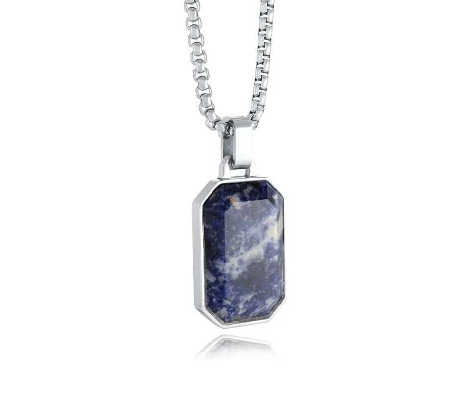 PENDENTIF EN ACIER SERTI D'UNE SODALITE - IG SP342 - ITALGEM PENDENTIF EN ACIER SERTI D'UNE SODALITE - IG SP342 - ITALGEM