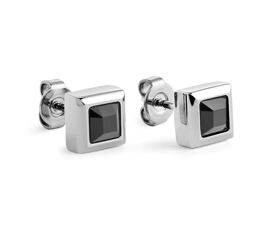 BOUCLES EN ACIER SERTIES DE CUBIQUES ZIRCONIAS NOIRS CARRÉS - IG SEA210 - ITALGEM BOUCLES EN ACIER SERTIES DE CUBIQUES ZIRCONIAS NOIRS CARRÉS - IG SEA210 - ITALGEM