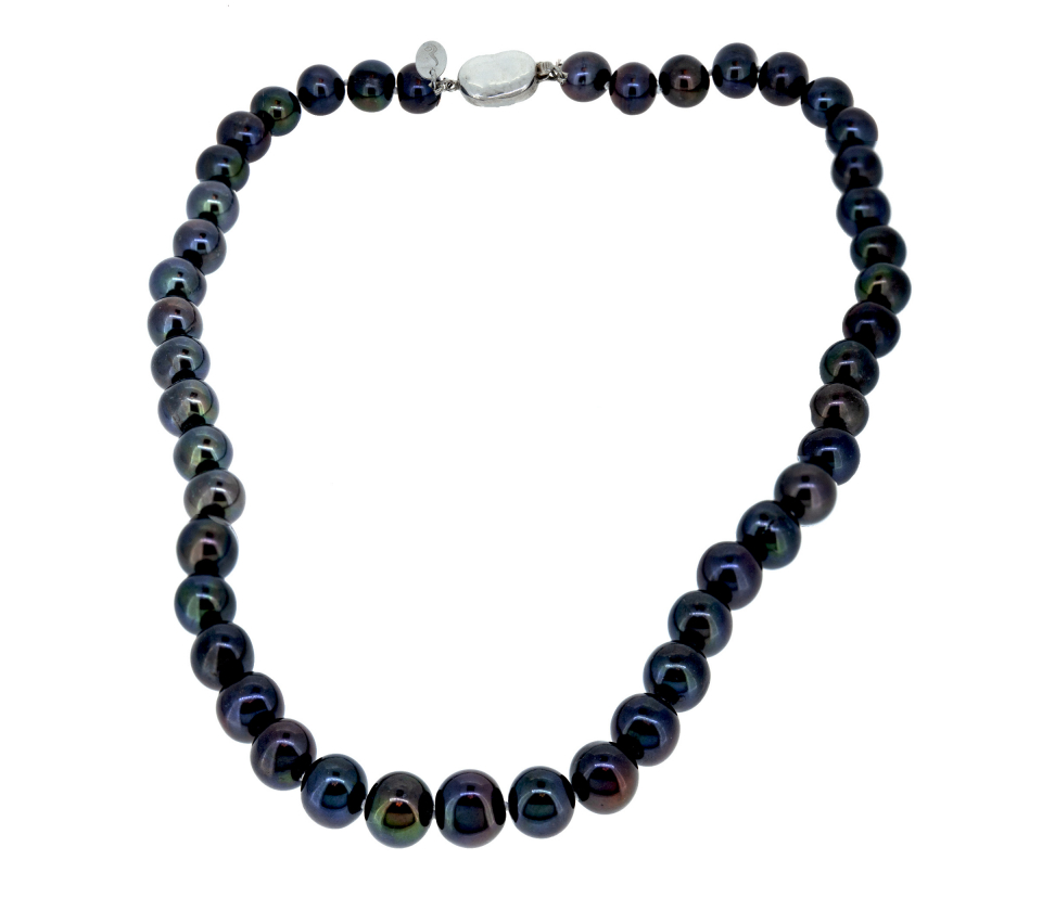 COLLIER DE PERLES D'EAU DOUCE TEINTÉES AVEC FERMOIR EN  ARGENT  - CG S55385T18 - PERLE D'IMPORTATION COLLIER DE PERLES D'EAU DOUCE TEINTÉES AVEC FERMOIR EN  ARGENT  - CG S55385T18 - PERLE D'IMPORTATION