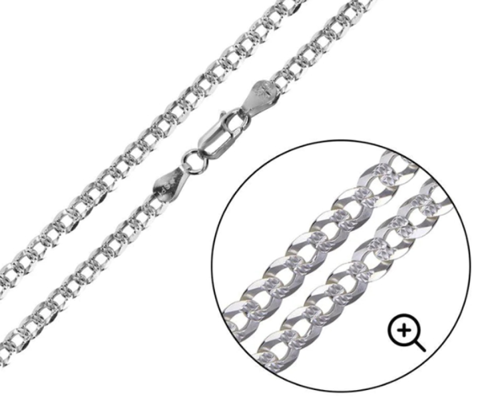 CHAINE GOURMETTE CONCAVE TAILLÉE DIAMANT EN ARGENT CHAINE GOURMETTE CONCAVE TAILLÉE DIAMANT EN ARGENT