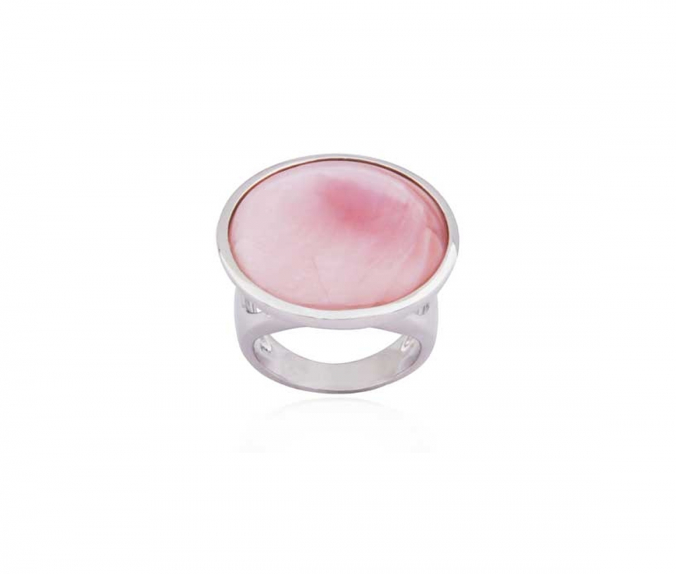 BAGUE EN ARGENT RHODIÉ SERTIE DE NACRE DE PERLE ROSE - PJ R4L738ATAL - ELLE BAGUE EN ARGENT RHODIÉ SERTIE DE NACRE DE PERLE ROSE - PJ R4L738ATAL - ELLE