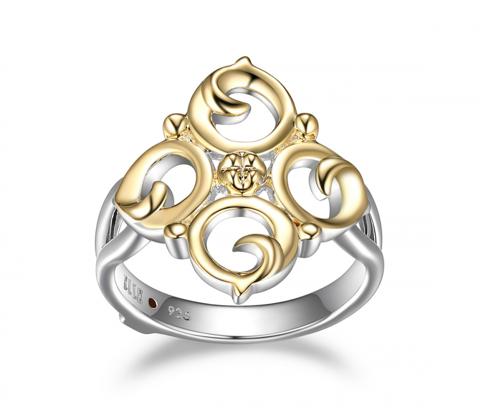 BAGUE À MOTIF FILIGRANE EN ARGENT RHODIÉ/PVD OR 2 TONS - PJ R4LACE97AC - ELLE BAGUE À MOTIF FILIGRANE EN ARGENT RHODIÉ/PVD OR 2 TONS - PJ R4LACE97AC - ELLE