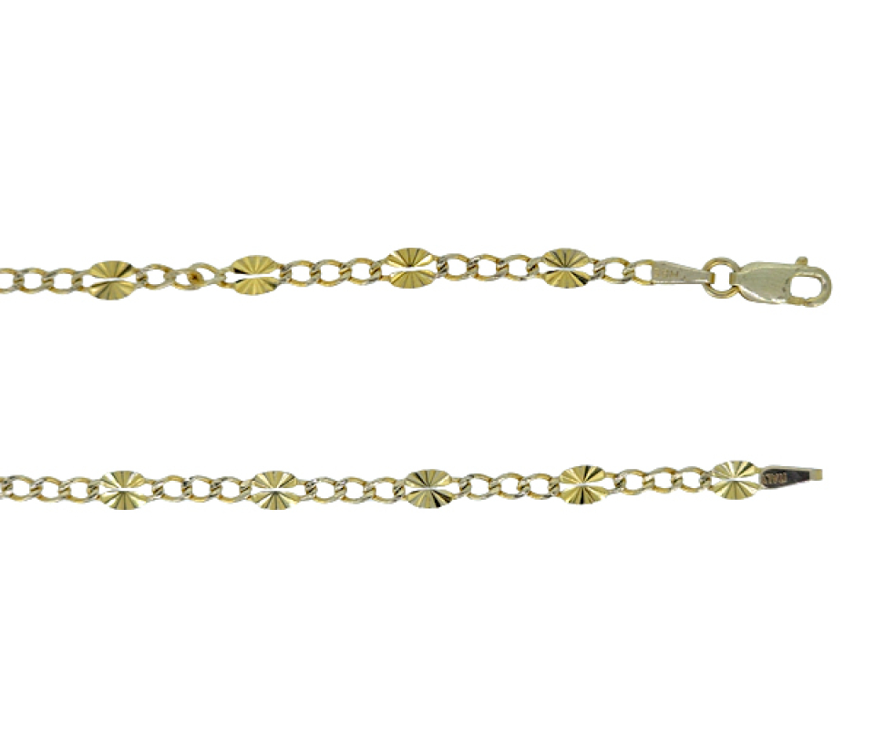 CHAINE EN OR JAUNE À MAILLE GOURMETTE/PLAQUE TAILLÉE DIAMANT - MB GOPL3Y18 - BIJOUX D'IMPORTATION CHAINE EN OR JAUNE À MAILLE GOURMETTE/PLAQUE TAILLÉE DIAMANT - MB GOPL3Y18 - BIJOUX D'IMPORTATION