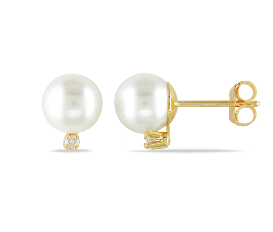 BOUCLES EN OR SERTIES DE PERLES D'EAU DOUCE RONDES ET DE DIAMANTS - DM ECDK206 - PERLE D'IMPORTATION BOUCLES EN OR SERTIES DE PERLES D'EAU DOUCE RONDES ET DE DIAMANTS - DM ECDK206 - PERLE D'IMPORTATION