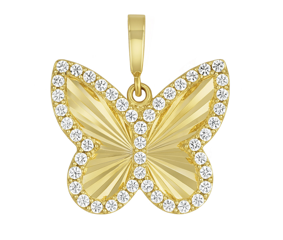 PENDENTIF PAPILLON EN OR JAUNE SERTI DE CUBIQUES ZIRCONIAS - MB ANIM26 - BIJOUX D'IMPORTATION PENDENTIF PAPILLON EN OR JAUNE SERTI DE CUBIQUES ZIRCONIAS - MB ANIM26 - BIJOUX D'IMPORTATION