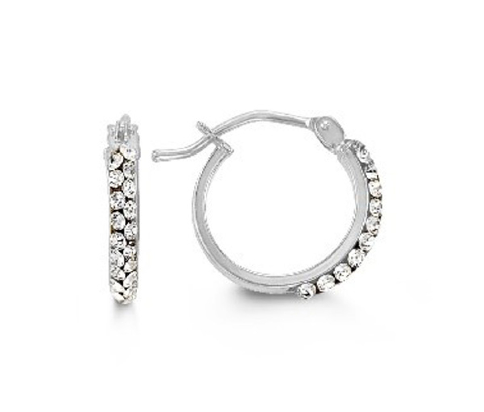 BOUCLES ANNEAUX EN OR BLANC SERTIES DE CUBIQUES ZIRCONIAS - SY 1012F - BIJOUX D'IMPORTATION BOUCLES ANNEAUX EN OR BLANC SERTIES DE CUBIQUES ZIRCONIAS - SY 1012F - BIJOUX D'IMPORTATION