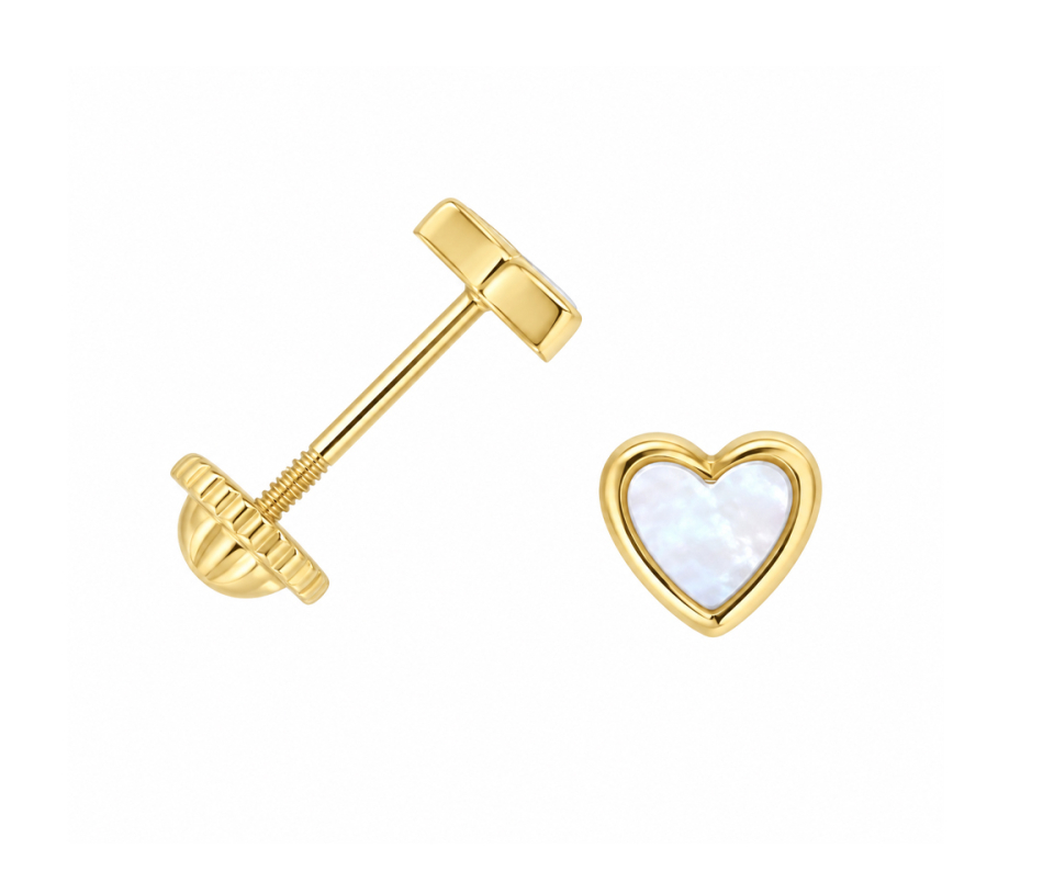 BOUCLES VISSÉES COEUR AVEC NACRE BOUCLES VISSÉES COEUR AVEC NACRE