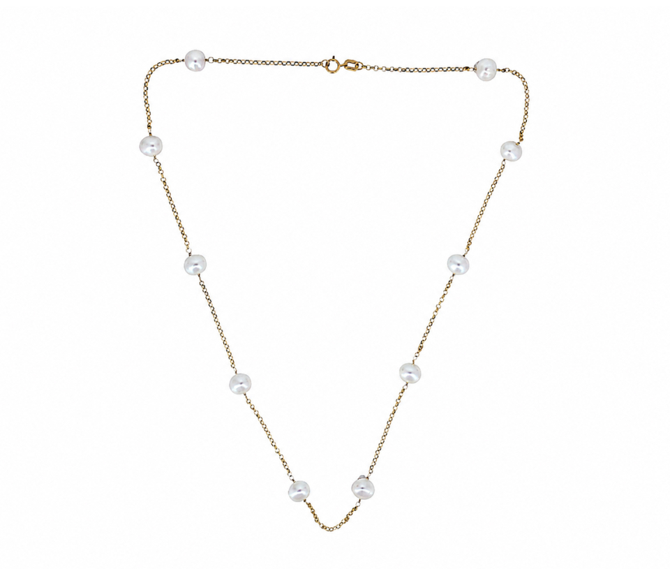 COLLIER PERLE D'EAU DOUCE ET CHAINE ROLO COLLIER PERLE D'EAU DOUCE ET CHAINE ROLO