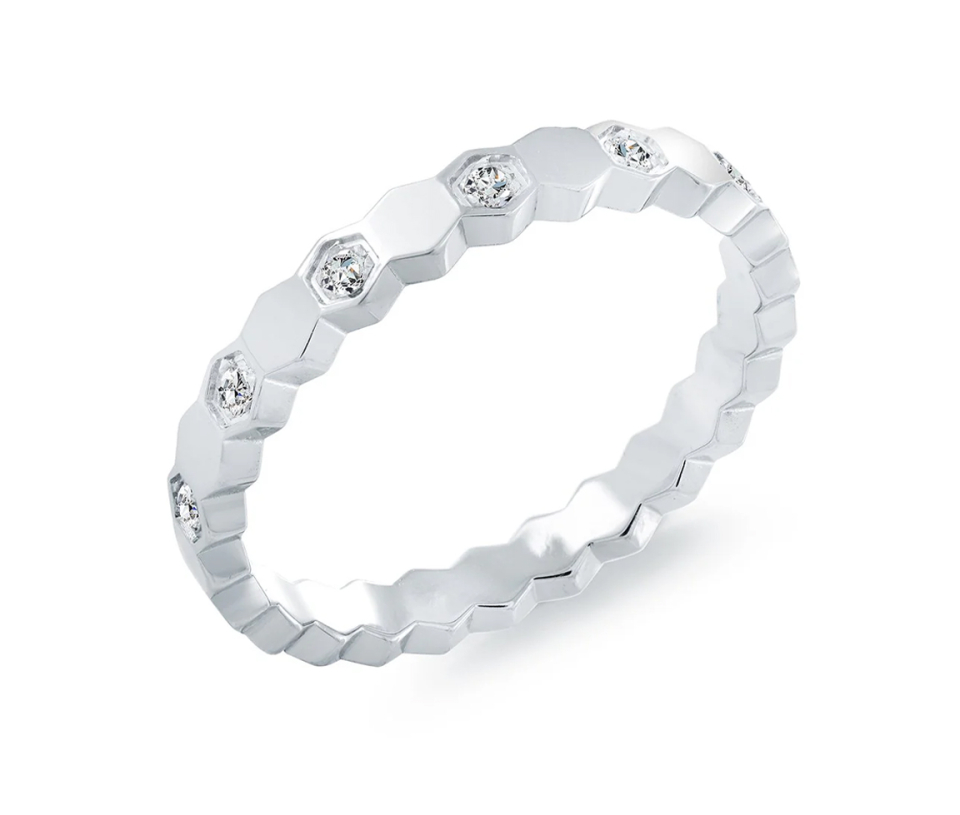 BAGUE EN ACIER MULTI HEXAGONES SERTIE DE CUBIQUES ZIRCONIAS - IG SWR22/5 - ITALGEM BAGUE EN ACIER MULTI HEXAGONES SERTIE DE CUBIQUES ZIRCONIAS - IG SWR22/5 - ITALGEM