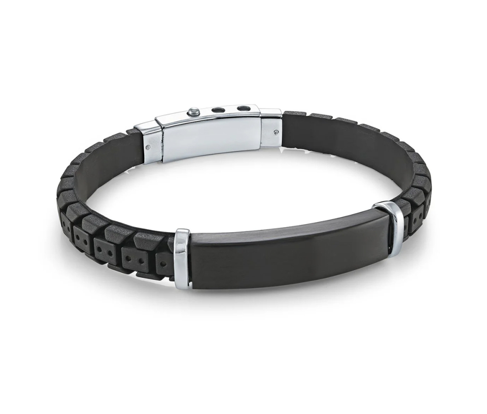 BRACELET EN CAOUTCHOUC ET ACIER/PVD NOIR - IG SBR30 - ITALGEM BRACELET EN CAOUTCHOUC ET ACIER/PVD NOIR - IG SBR30 - ITALGEM