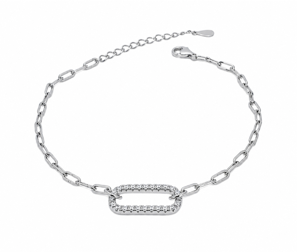 BRACELET À MAILLE PAPERCLIP AVEC BAR AJOURÉE BRACELET À MAILLE PAPERCLIP AVEC BAR AJOURÉE