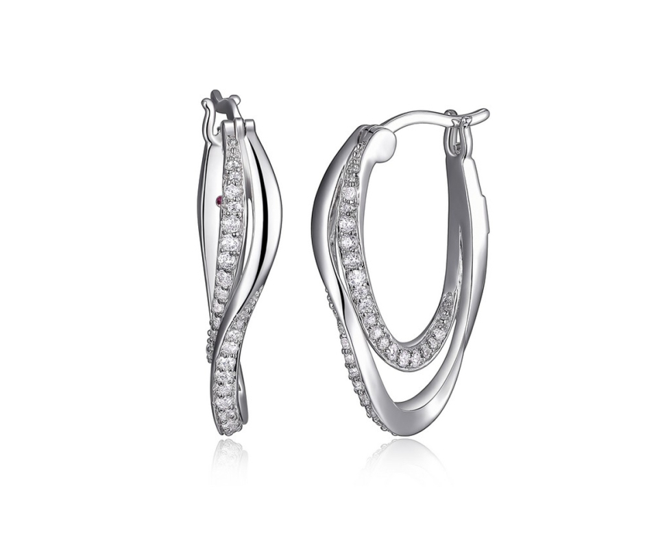BOUCLES ANNEAUX EN ARGENT RHODIÉ SERTIES DE CUBIQUES ZIRCONIAS - PJ R2LC5Q000J - ELLE BOUCLES ANNEAUX EN ARGENT RHODIÉ SERTIES DE CUBIQUES ZIRCONIAS - PJ R2LC5Q000J - ELLE