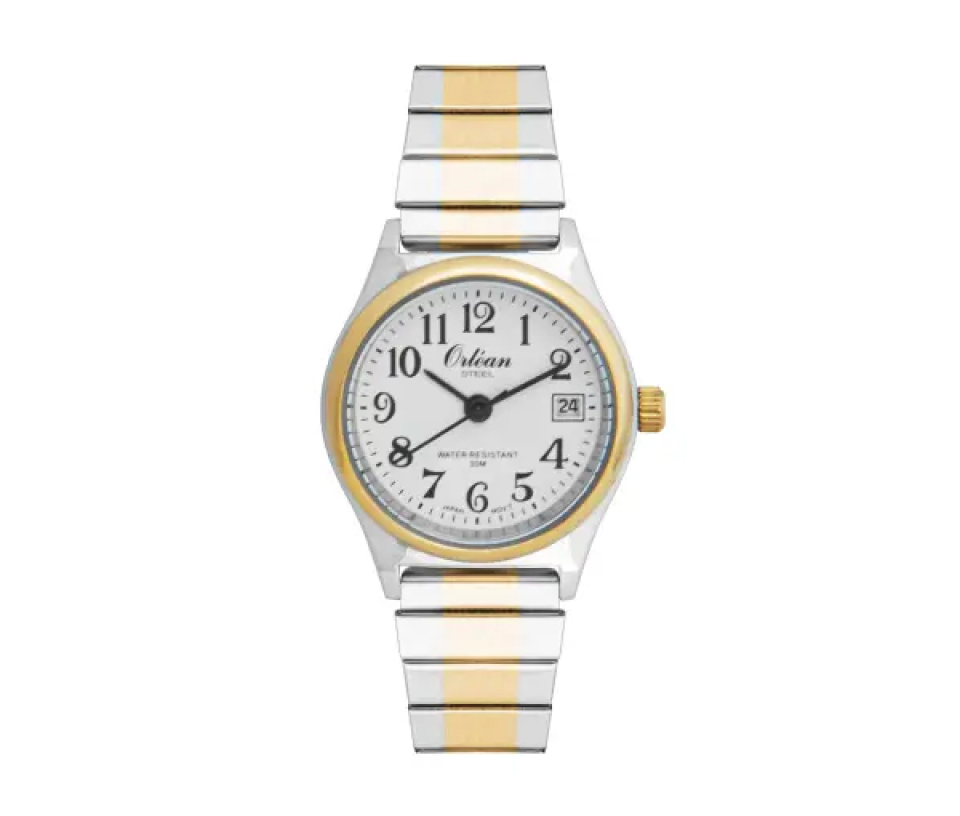 MONTRE ORLEAN EN ACIER/PVD OR 2 TONS MONTRE ORLEAN EN ACIER/PVD OR 2 TONS