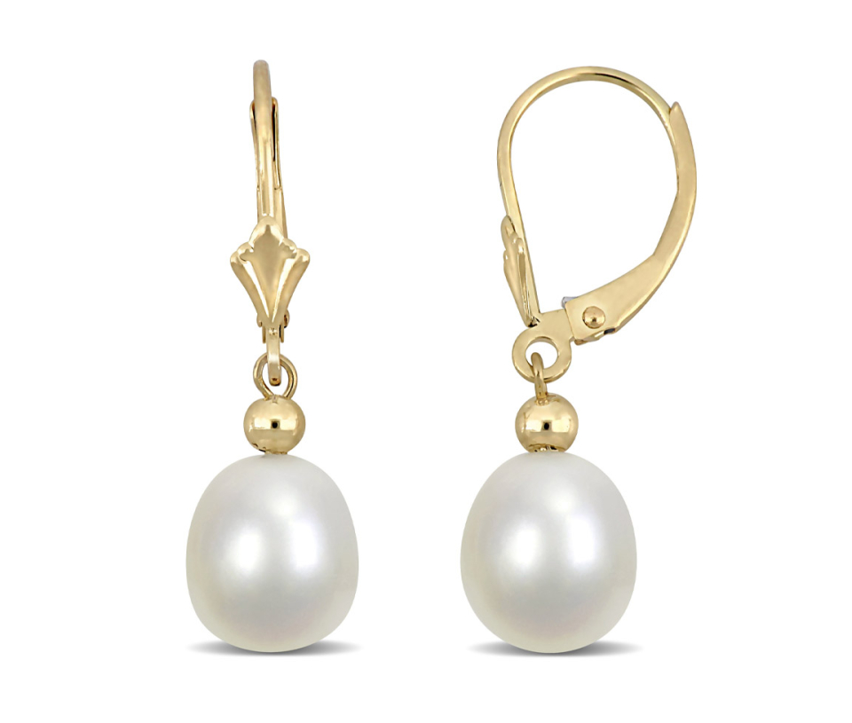 BOUCLES EN OR JAUNE SERTIES DE PERLES D'EAU DOUCE OBLONG - DM ERK0408 - PERLE D'IMPORTATION BOUCLES EN OR JAUNE SERTIES DE PERLES D'EAU DOUCE OBLONG - DM ERK0408 - PERLE D'IMPORTATION