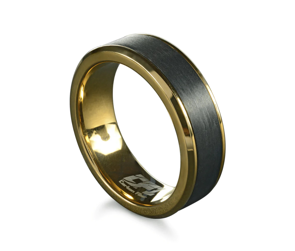 JONC EN ACIER/PVD OR ET FIBRE DE CARBONE - IG CF5/11 - BIJOUX D'ACIER JONC EN ACIER/PVD OR ET FIBRE DE CARBONE - IG CF5/11 - BIJOUX D'ACIER