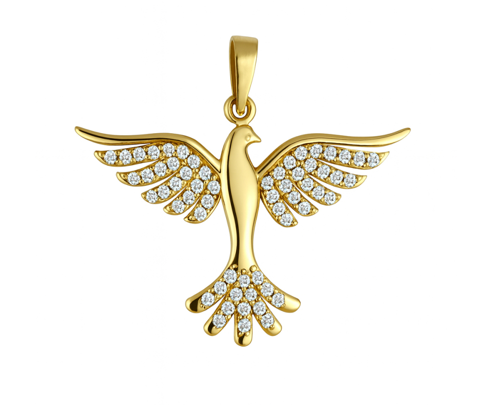 PENDENTIF OISEAU PHÉNIX EN OR SERTI DE CUBIQUES ZIRCONIAS - MB ANIM16 - BIJOUX D'IMPORTATION PENDENTIF OISEAU PHÉNIX EN OR SERTI DE CUBIQUES ZIRCONIAS - MB ANIM16 - BIJOUX D'IMPORTATION