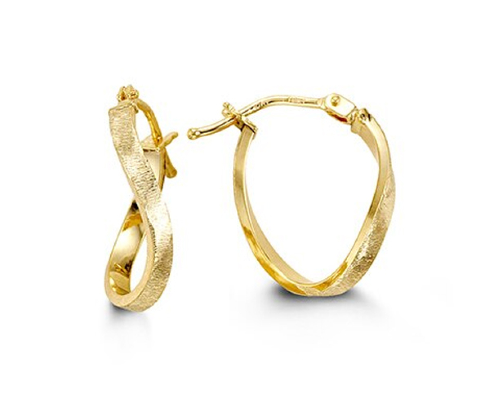 BOUCLES ANNEAUX OVALES TORDUES EN OR 10K SATINÉ - SY 1044A - BIJOUX D'IMPORTATION BOUCLES ANNEAUX OVALES TORDUES EN OR 10K SATINÉ - SY 1044A - BIJOUX D'IMPORTATION