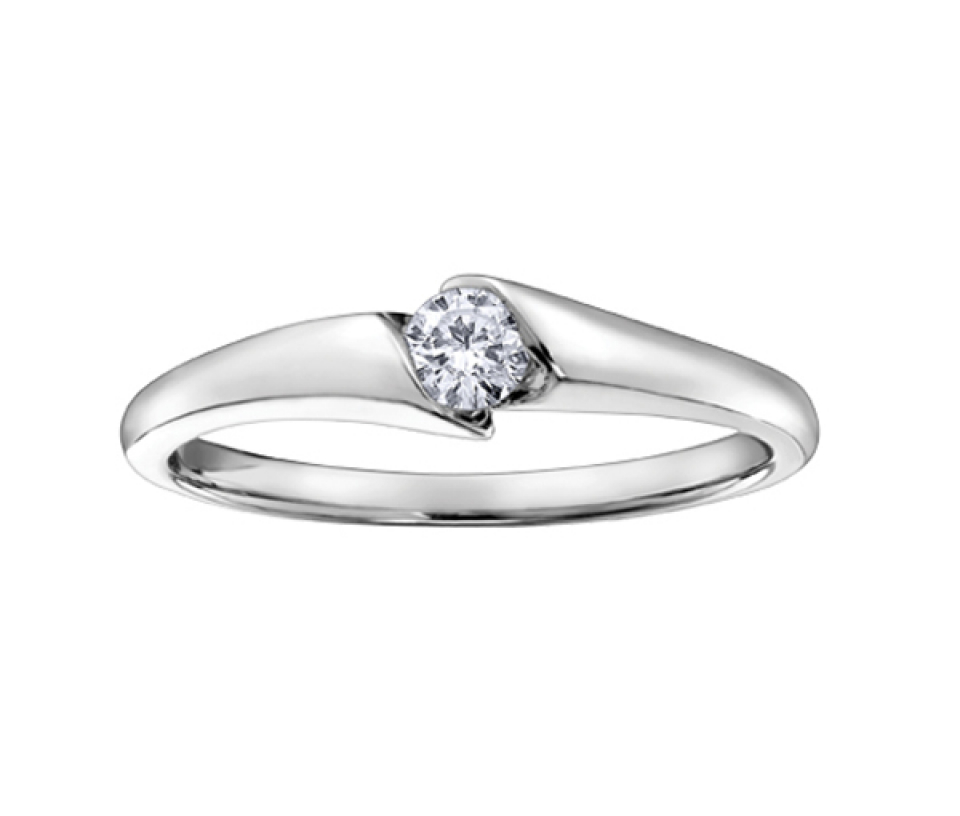 BAGUE EN OR 10K BLANC SERTIE D'UN DIAMANT CANADIEN - CR AM197W04 - DIAMANT CANADIEN BAGUE EN OR 10K BLANC SERTIE D'UN DIAMANT CANADIEN - CR AM197W04 - DIAMANT CANADIEN