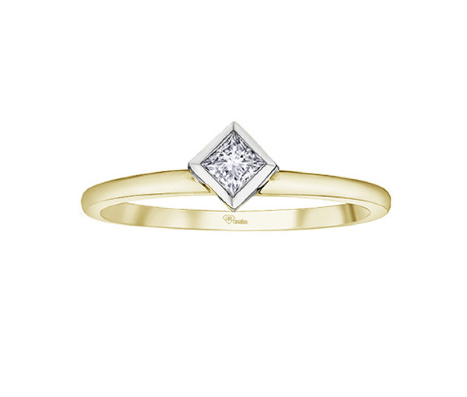 BAGUE EN OR 10K SERTIE D'UN DIAMANT CANADIEN PRINCESSE - CR AM552YW - DIAMANT CANADIEN BAGUE EN OR 10K SERTIE D'UN DIAMANT CANADIEN PRINCESSE - CR AM552YW - DIAMANT CANADIEN