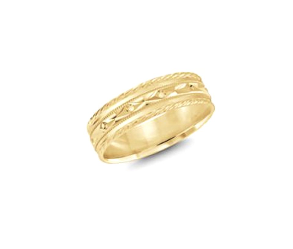 JONC EN OR 10K AVEC MOTIF CORDE ET TAILLE DIAMANT - ML LCF359Y10 - MALO  JONC EN OR 10K AVEC MOTIF CORDE ET TAILLE DIAMANT - ML LCF359Y10 - MALO