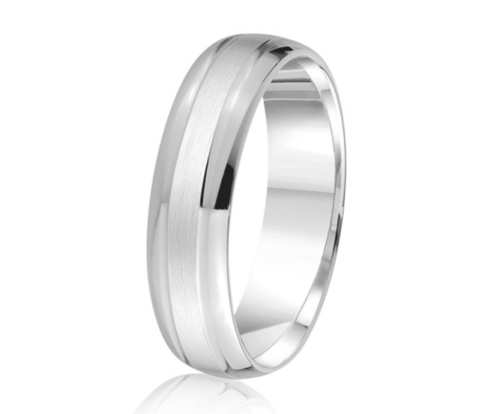 JONC EN OR OU PLATINE AVEC MOTIF SATINÉ AU CENTRE - ML GH842PT - MALO  JONC EN OR OU PLATINE AVEC MOTIF SATINÉ AU CENTRE - ML GH842PT - MALO