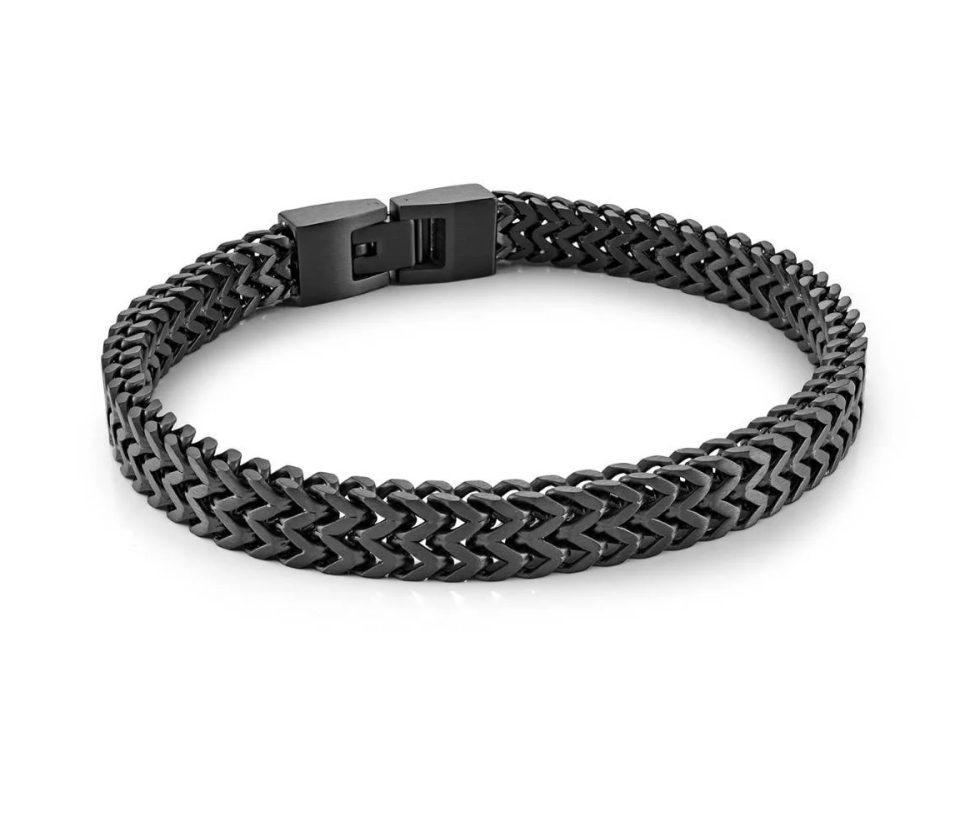 BRACELET EN ACIER, ACIER/PVD OR OR ACIER/PVD NOIR À MAILLE FRANCO PLATE BRACELET EN ACIER, ACIER/PVD OR OR ACIER/PVD NOIR À MAILLE FRANCO PLATE