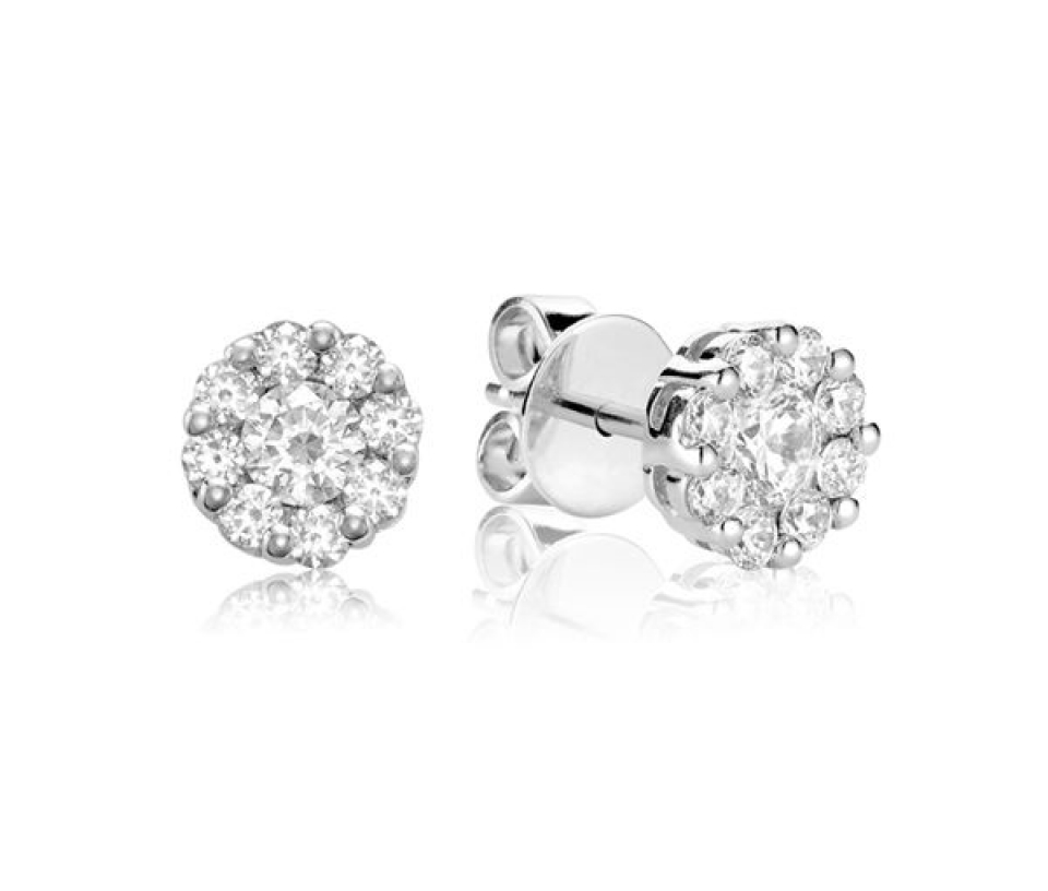 BOUCLES EN OR 14K BLANC SERTIES DE DIAMANTS - BR 1304FL25 - Bijoux d'importation BOUCLES EN OR 14K BLANC SERTIES DE DIAMANTS - BR 1304FL25 - Bijoux d'importation