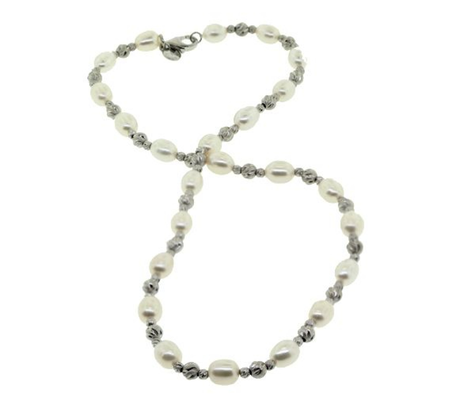 COLLIER ARG P.EAU DOUCE 7.5MM 18'' - CG NF56980W18 - PERLE D'IMPORTATION COLLIER ARG P.EAU DOUCE 7.5MM 18'' - CG NF56980W18 - PERLE D'IMPORTATION