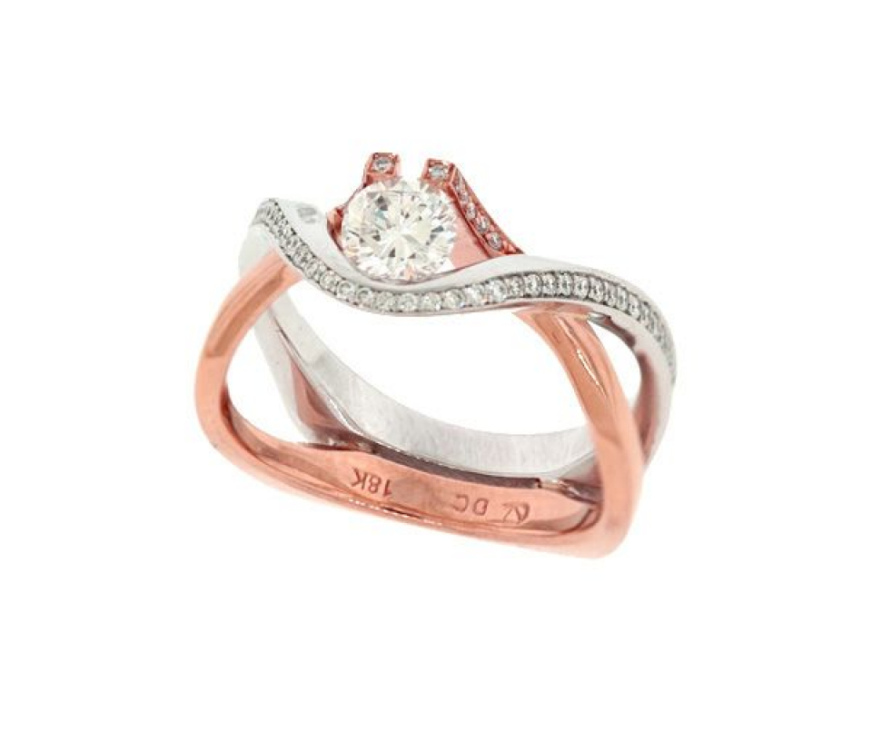 BAGUE EN OR 18K 2 TONS ROSE SERTIE DE DIAMANTS - CT 3959R90 - BIJOUTERIE SUISSE INC. BAGUE EN OR 18K 2 TONS ROSE SERTIE DE DIAMANTS - CT 3959R90 - BIJOUTERIE SUISSE INC.