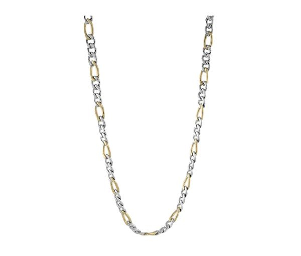CHAINE EN ACIER/PVD OR 2 TONS À MAILLE FIGARO - IG STTN11 - BIJOUX D'ACIER CHAINE EN ACIER/PVD OR 2 TONS À MAILLE FIGARO - IG STTN11 - BIJOUX D'ACIER