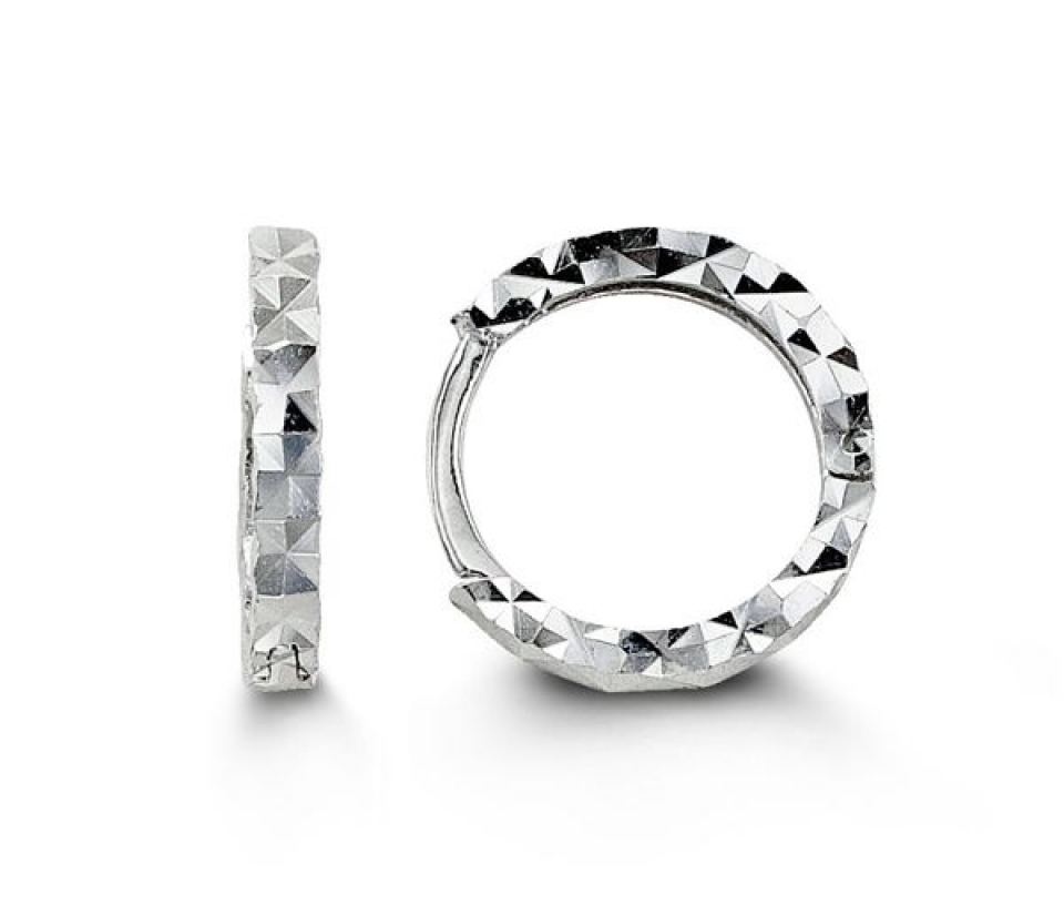 BOUCLES HUGGIES POUR BÉBÉ EN OR BLANC TAILLÉES DIAMANT - SY 4018B - BIJOUX D'IMPORTATION BOUCLES HUGGIES POUR BÉBÉ EN OR BLANC TAILLÉES DIAMANT - SY 4018B - BIJOUX D'IMPORTATION