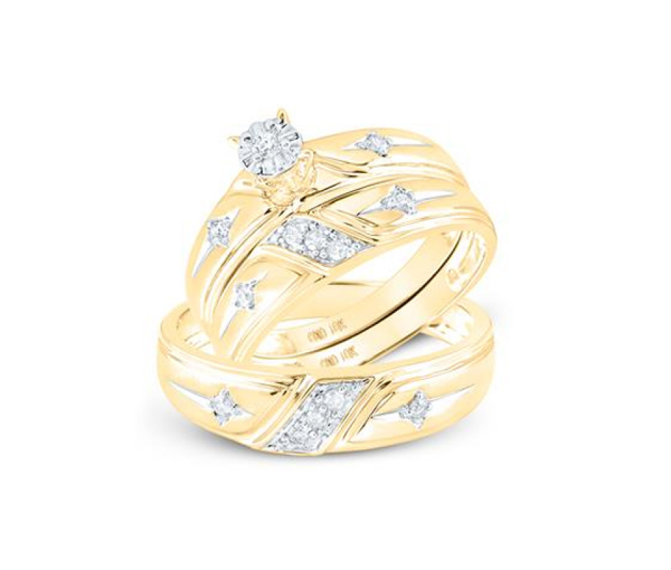 ENSEMBLE D'ALLIANCES 3 MORCEAUX EN OR 2 TONS OU BLANC SERTIES DE DIAMANTS - GD 17574Y - BIJOUX D'IMPORTATION ENSEMBLE D'ALLIANCES 3 MORCEAUX EN OR 2 TONS OU BLANC SERTIES DE DIAMANTS - GD 17574Y - BIJOUX D'IMPORTATION