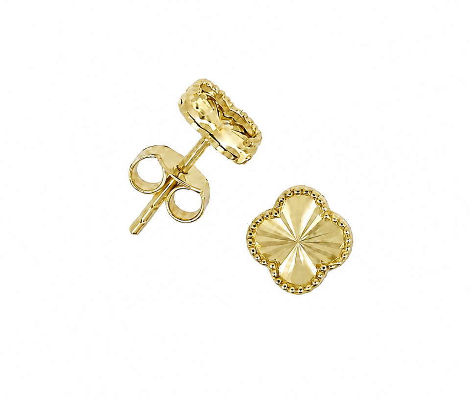 BOUCLES TRÈFLES EN OR TAILLÉES DIAMANT BOUCLES TRÈFLES EN OR TAILLÉES DIAMANT
