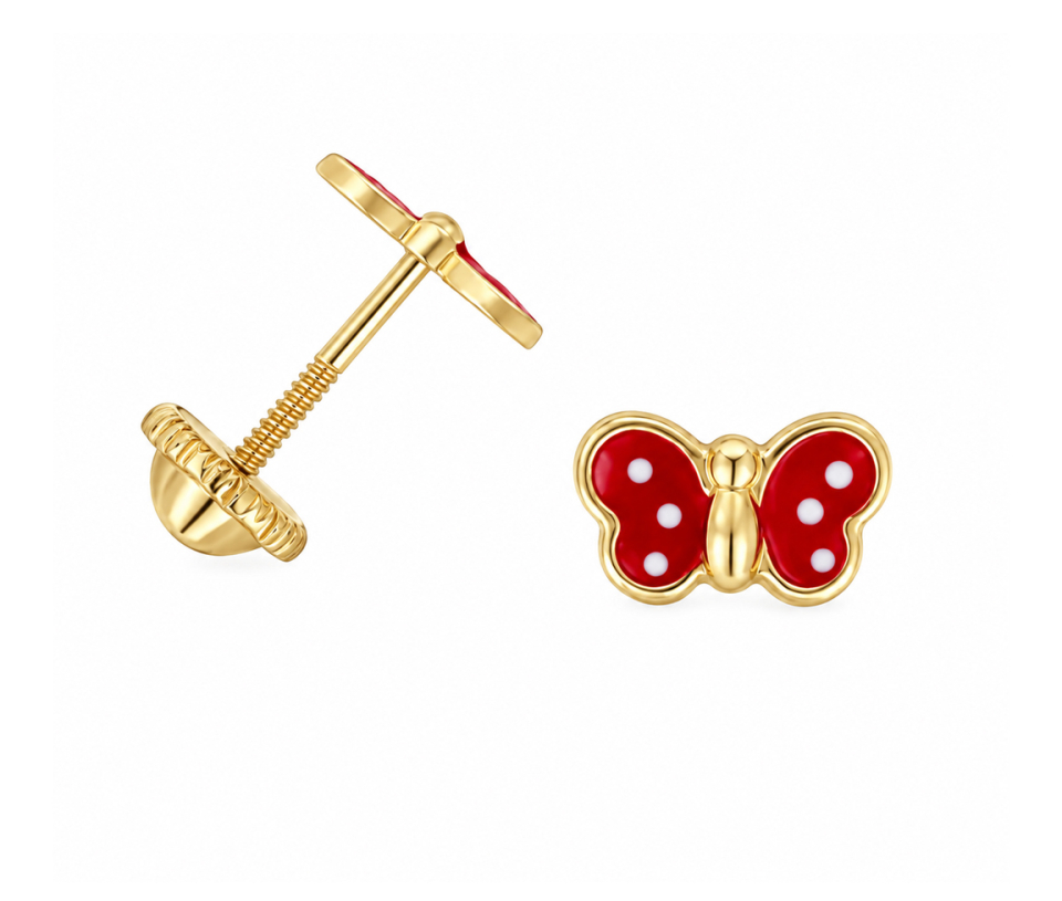 BOUCLES VISSÉES PAPILLON AVEC ÉMAIL BOUCLES VISSÉES PAPILLON AVEC ÉMAIL