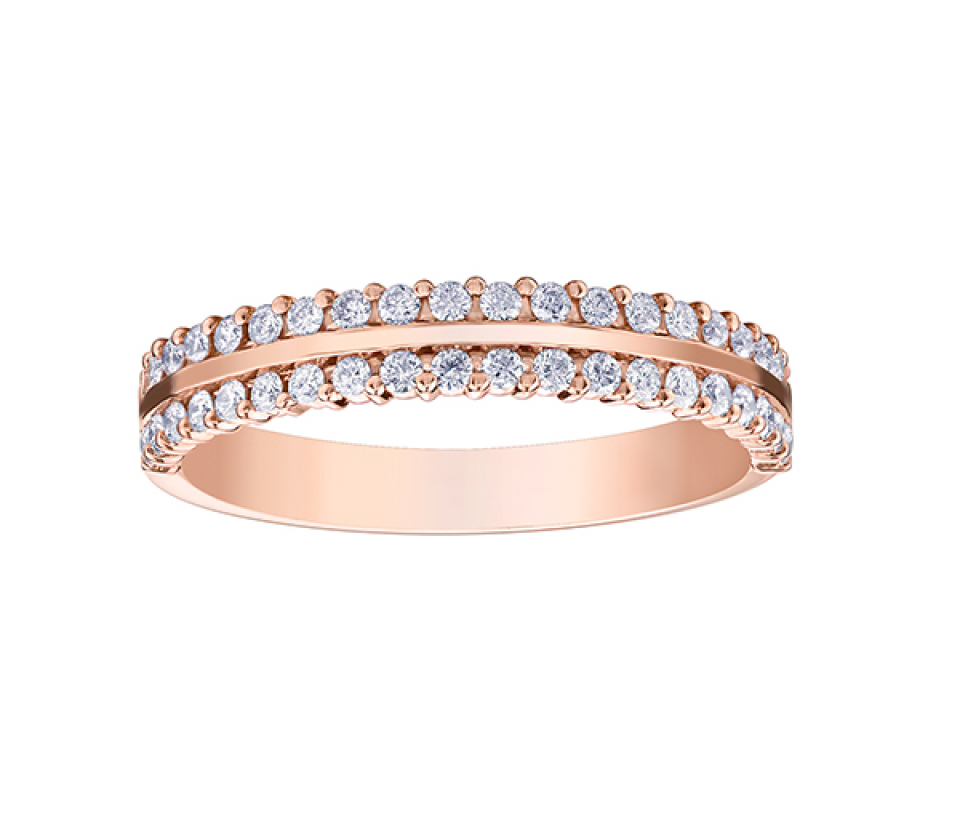 JONC DOUBLE EN OR JAUNE , ROSE OU BLANC SERTI DE DIAMANTS - CR DX889R50 - BIJOUX CANADIEN JONC DOUBLE EN OR JAUNE , ROSE OU BLANC SERTI DE DIAMANTS - CR DX889R50 - BIJOUX CANADIEN