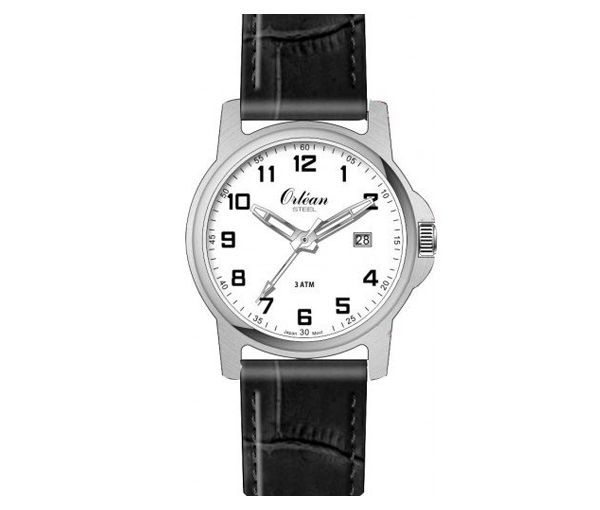 MONTRE ORLEAN ACIER CUIR NOIR - BA ME3166B - ORLEAN
