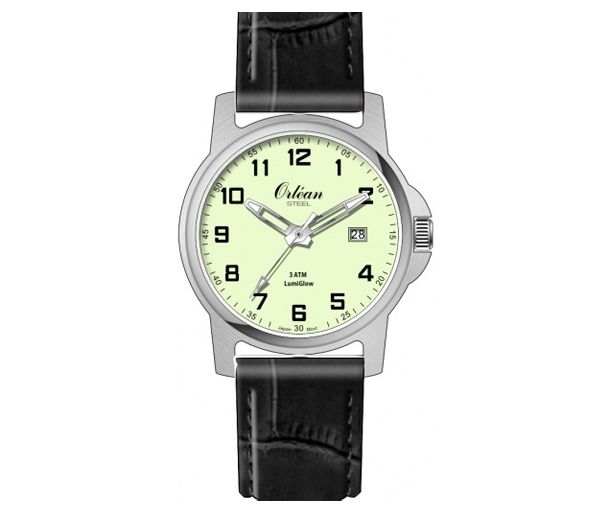 MONTRE ORLEAN ACIER LUMIGLOW CUIR NOIR - BA ME3188B - ORLEAN